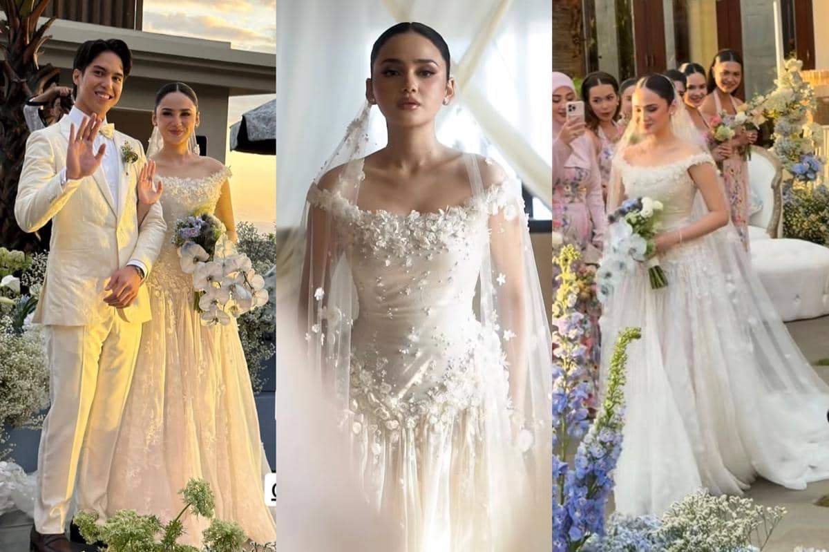 10 Gaya Dress dan Makeup Resepsi Bali Syifa Hadju, Eternal Floral Look