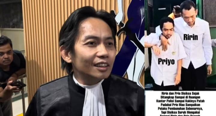 Terdakwa kasus pembunuhan sekeluarga di Indramayu, Ririn bersama pengacaranya. (Tangkapan layar YouTube Pengacartoni)     