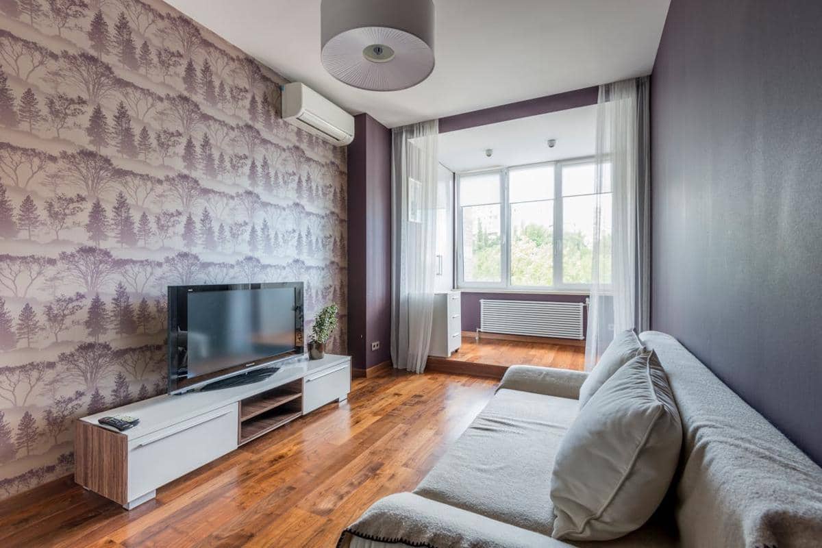 ilustrasi interior rumah dengan wallpaper dinding