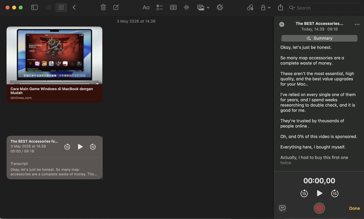 Cara Maksimalkan Apple Notes di MacBook