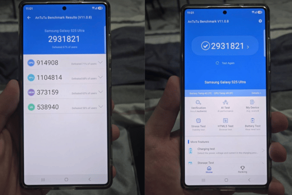 Samsung Galaxy S25 Ultra meraih skor 2.931.821 poin pada AnTuTu Benchmark v11