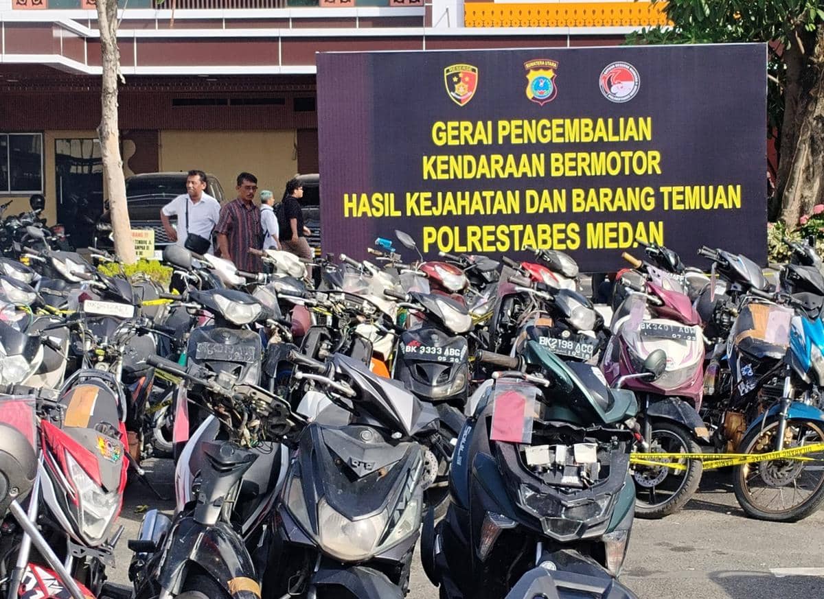 Polrestabes Medan Buka Gerai Pengembalian 130 Motor Hasil Curian
