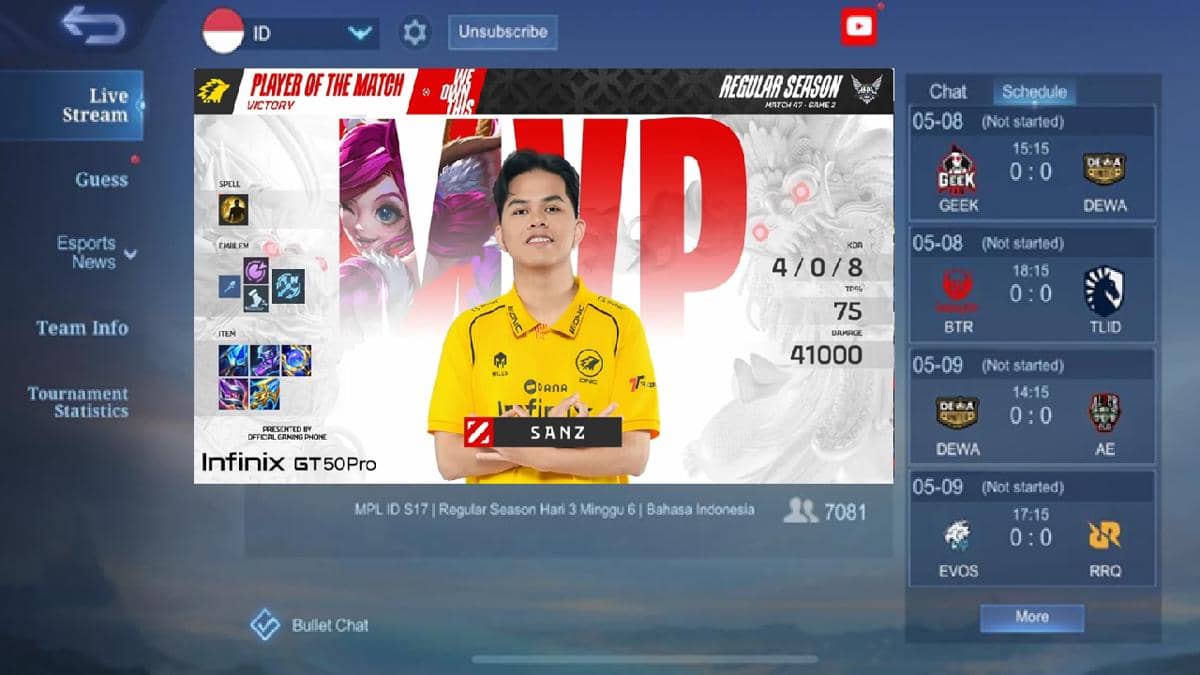 SANZ dengan Nana berhasil melibas RRQ 