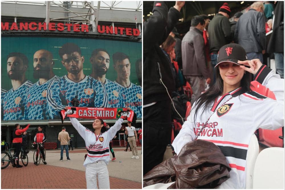 10 Potret Azizah Salsha Nonton MU di Old Trafford, Fans Casemiro!