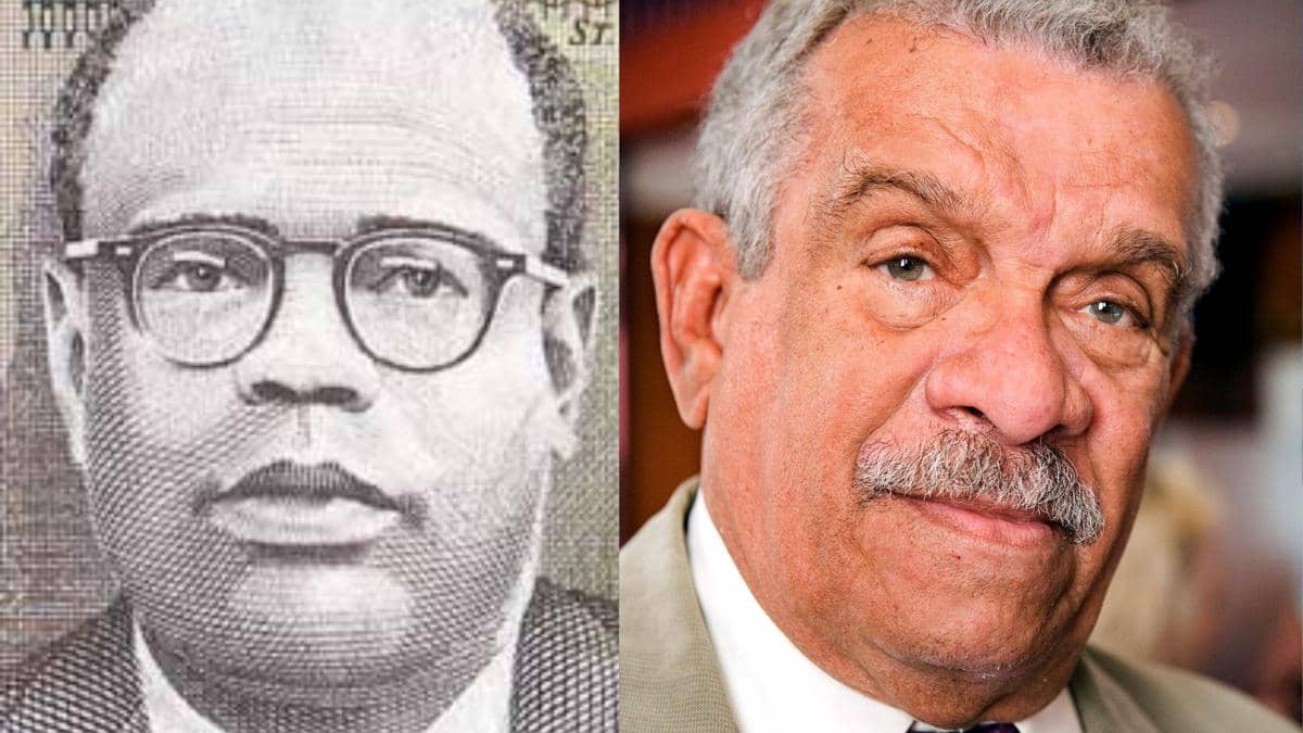 Arthur Lewis (kiri) dan Derek Walcott (kanan), dua tokoh Saint Lucia peraih Nobel