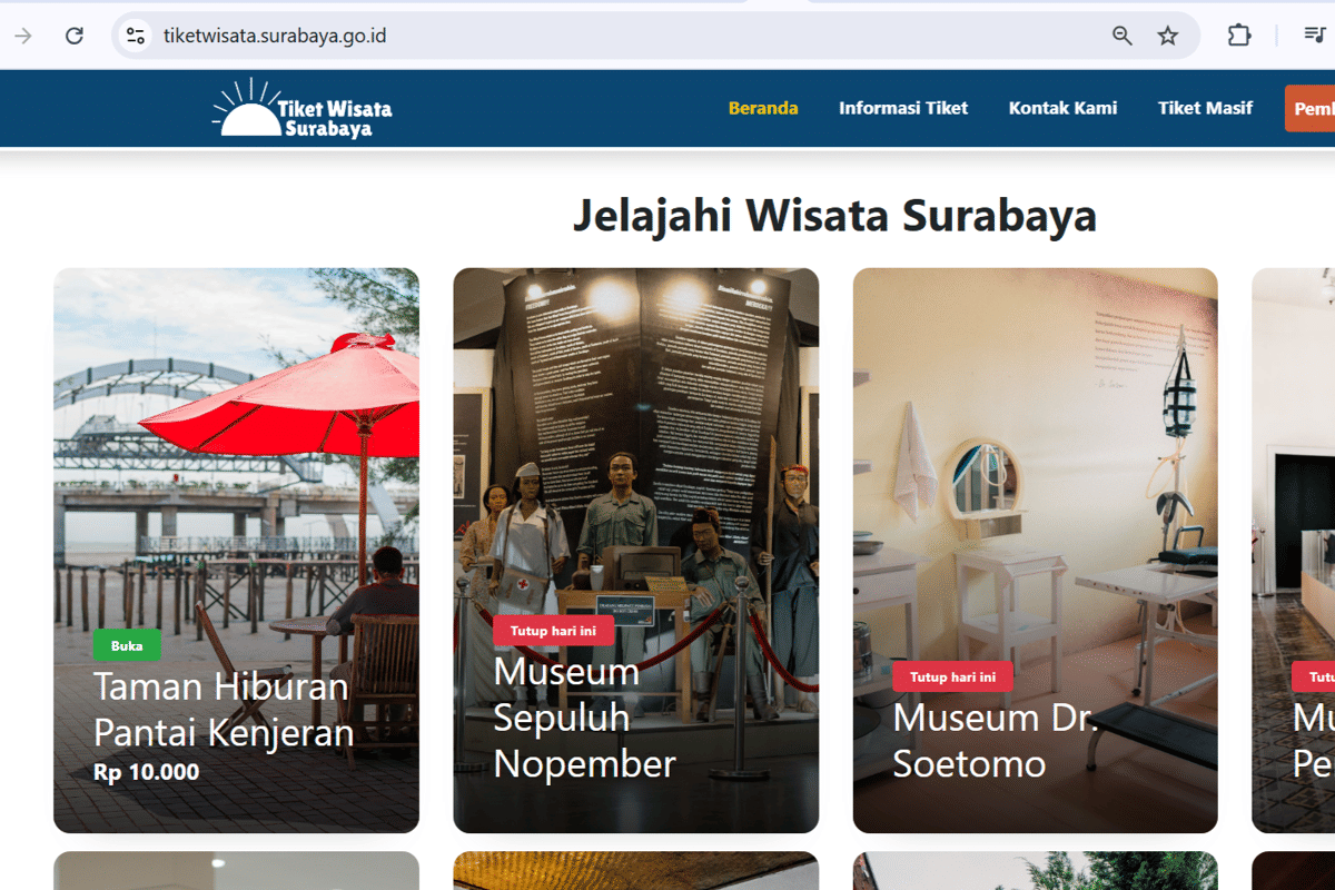 Pilih destinasi berlabel Spesial HJKS 733 di tiketwisata.surabaya.go.id agar dapat promo.
