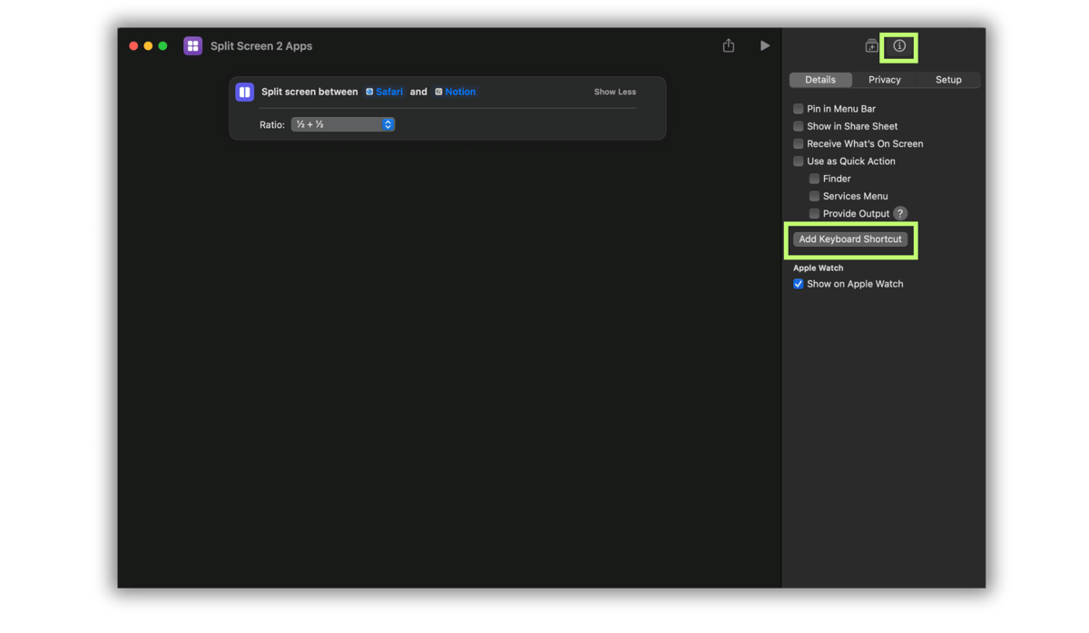 aplikasi Shortcuts di MacBook