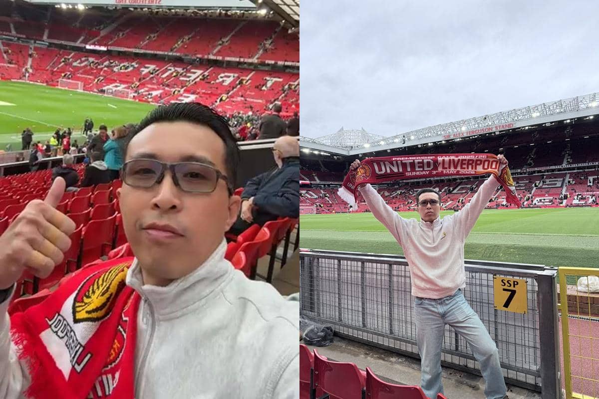 7 Potret dr. Tirta Nonton MU vs Liverpool Langsung di Old Trafford Inggris