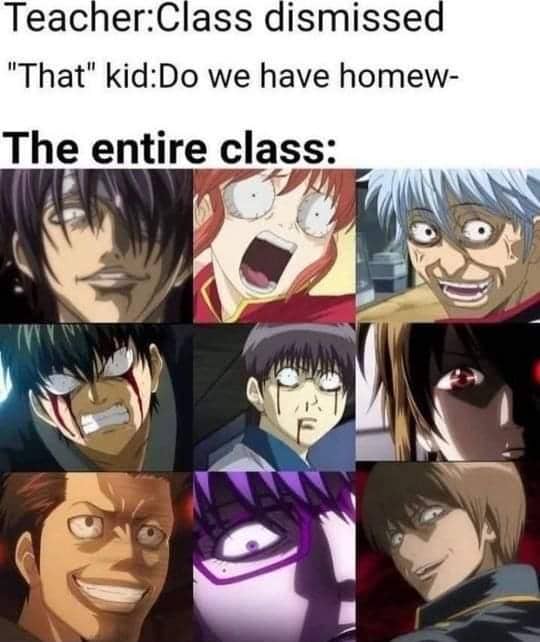 meme anime tentang momen di kelas