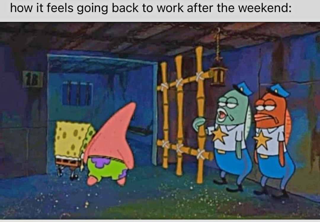 meme SpongeBob tentang akhir pekan