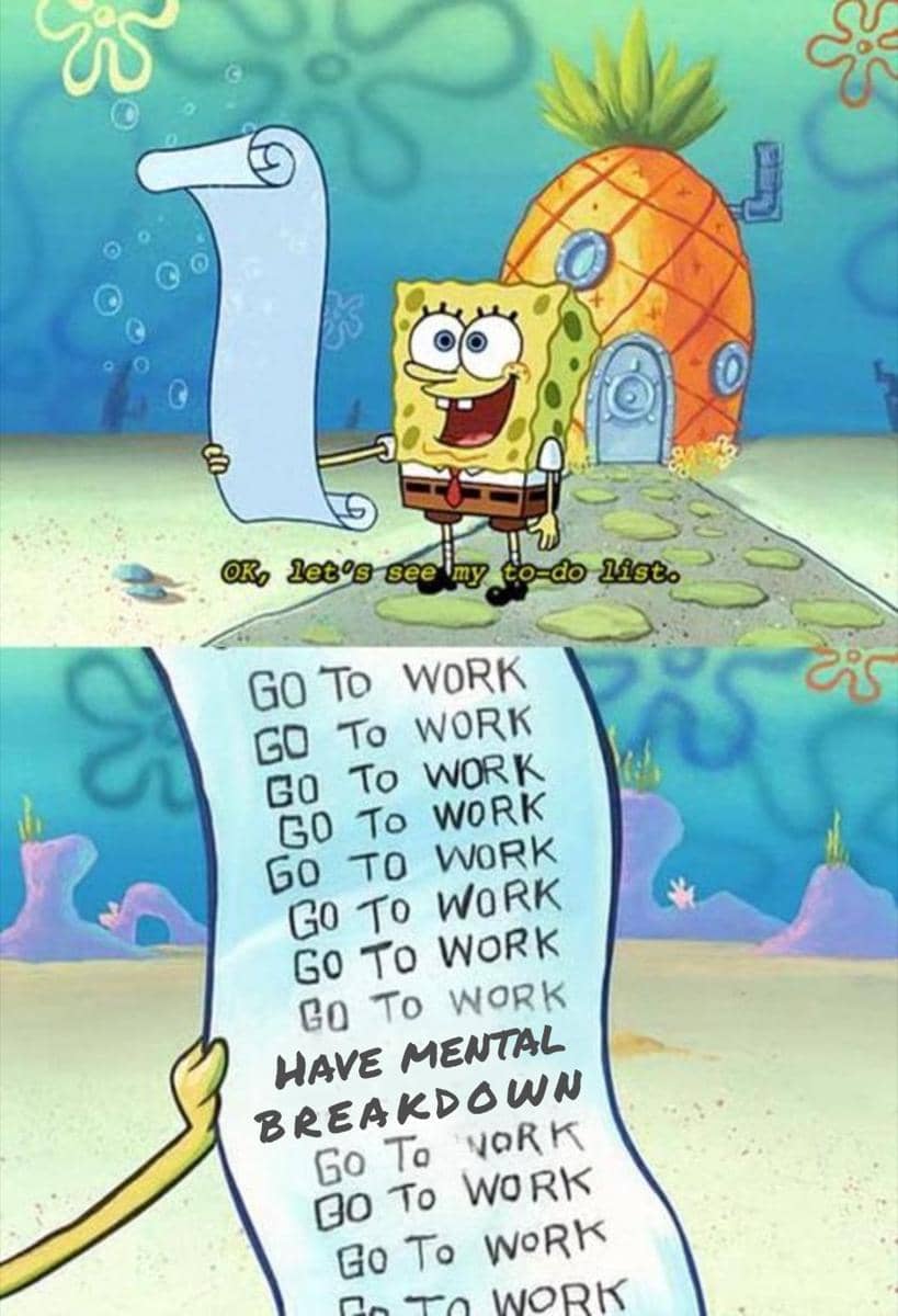 meme SpongeBob tentang kesibukan