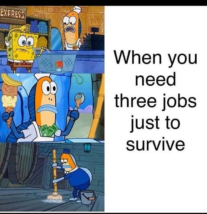 meme SpongeBob tentang kesibukan