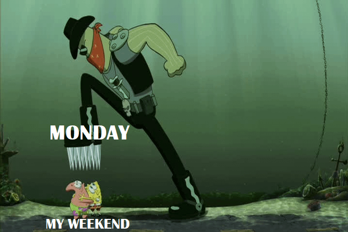 meme SpongeBob tentang akhir pekan
