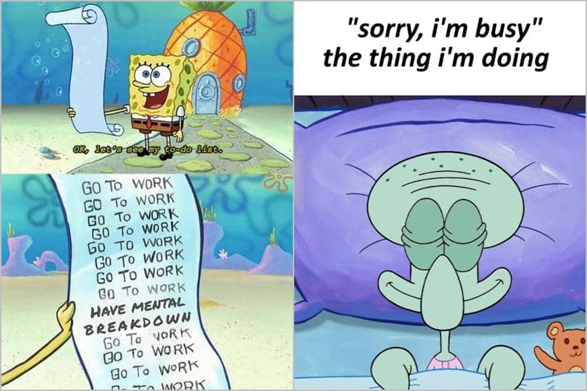 8 Meme SpongeBob tentang Kesibukan, Chat Gak Dibalas Gebetan