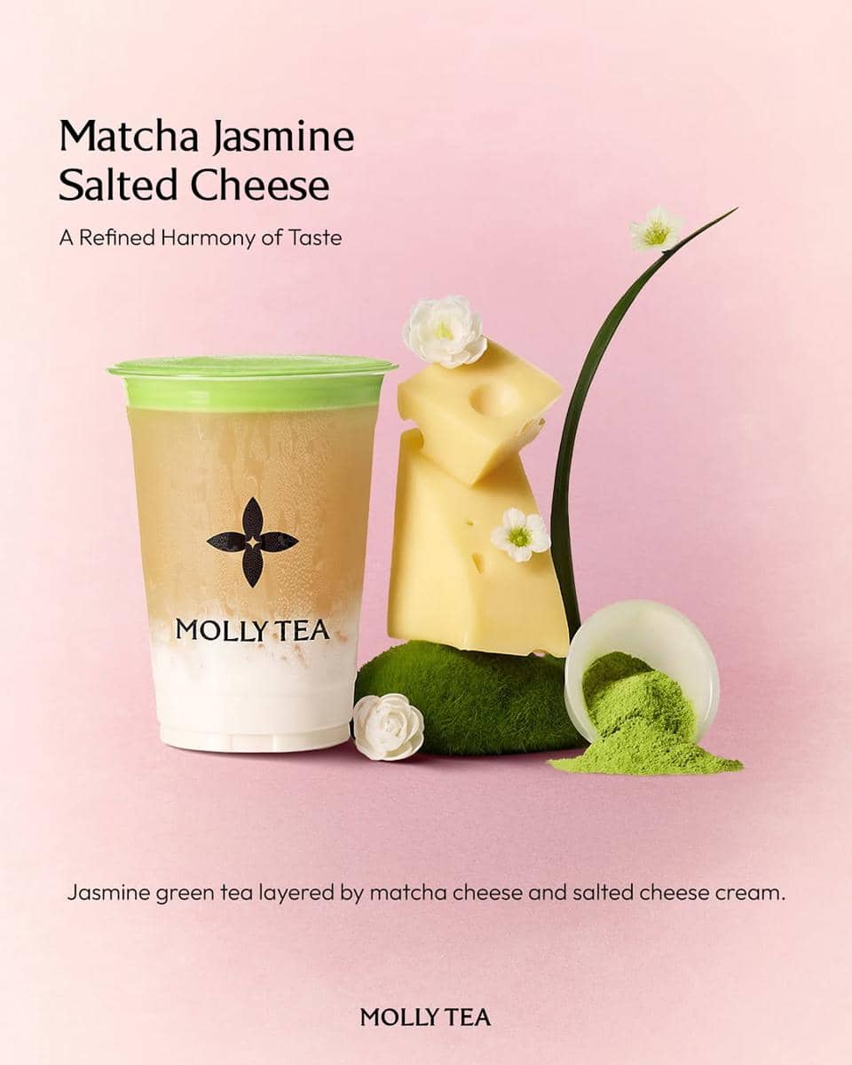 Matcha Jasmine Salted Cheese Molly Tea (instagram.com/mollytea_indonesia)
