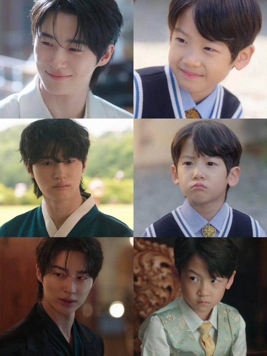 Kolase enam potret aktor muda dan anak laki-laki dalam berbagai adegan drama Perfect Crown dengan ekspresi berbeda.