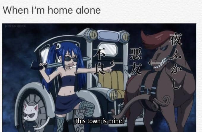 meme anime tentang sendirian di rumah
