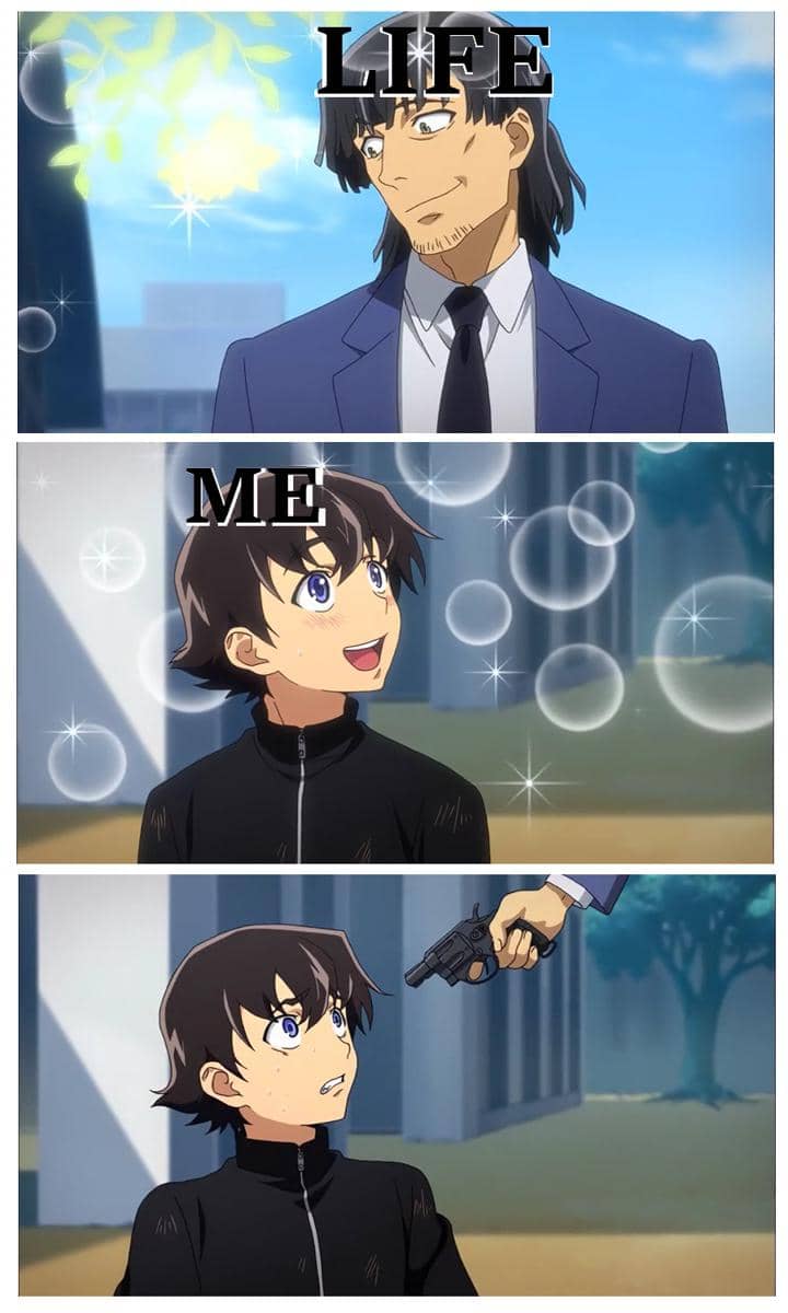 meme anime tentang hidup yang keras