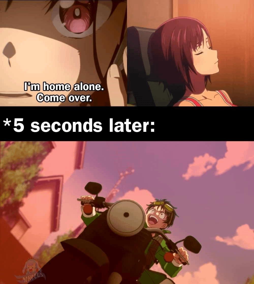 meme anime tentang sendirian di rumah
