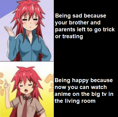 meme anime tentang sendirian di rumah