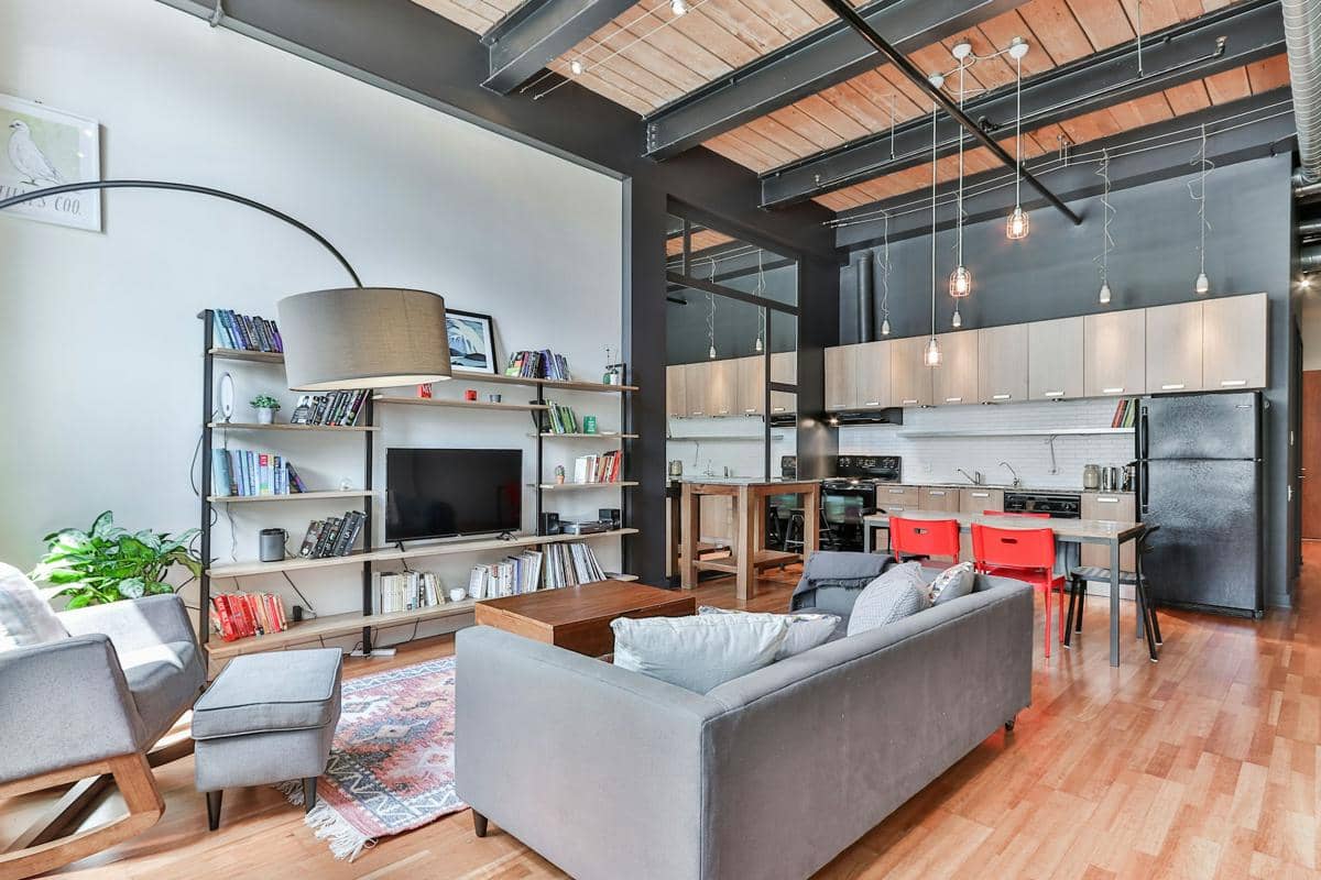 ilustrasi interior rumah gaya clean industrial