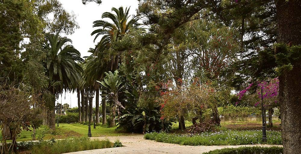 suasana asri di Jardin d'Essais, salah satu ruang hijau terkenal di Rabat.