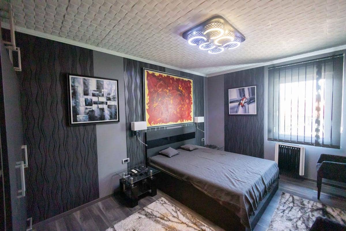 ilustrasi interior kamar monokrom