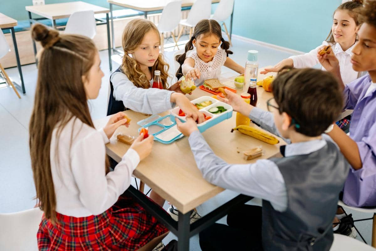 Ilustrasi program makan gratis untuk anak usia sekolah di luar negeri