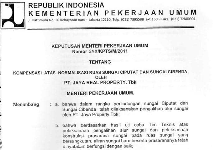 Alih Fungsi Kali Ciputat Jadi BXChange Mall Direstui Kementerian PU