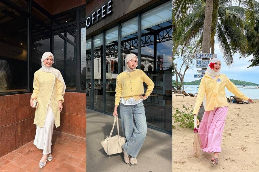 7 Inspirasi OOTD Baju Butter Yellow ala Siska Amera, Tampil Fresh!
