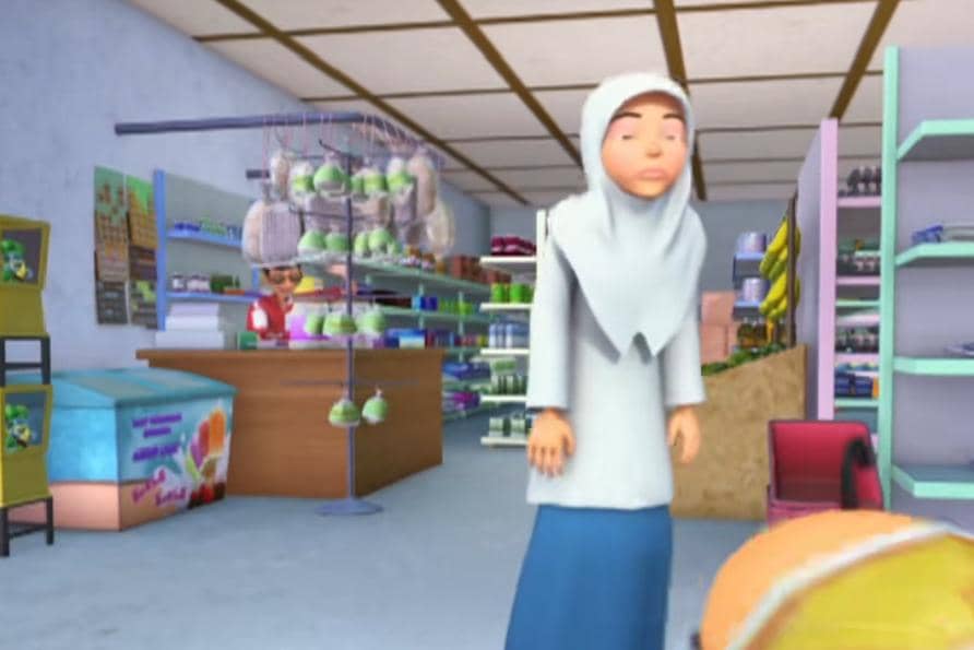 Abang Zaid mencoba melambaikan tangan diam-diam pada Kak Ros