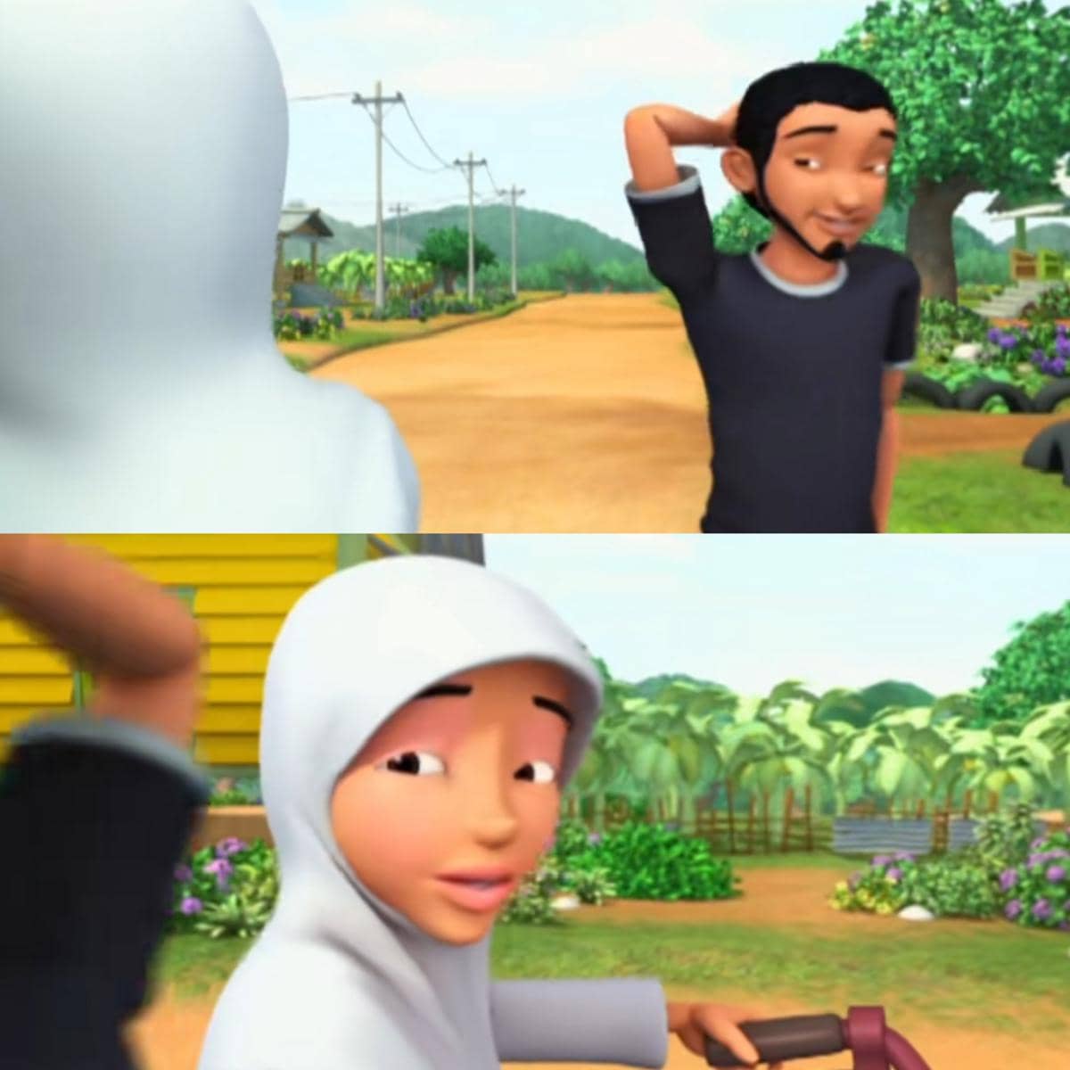 interaksi kecil Abang Roy dengan Kak Ros di episode "Iqra" musim 6