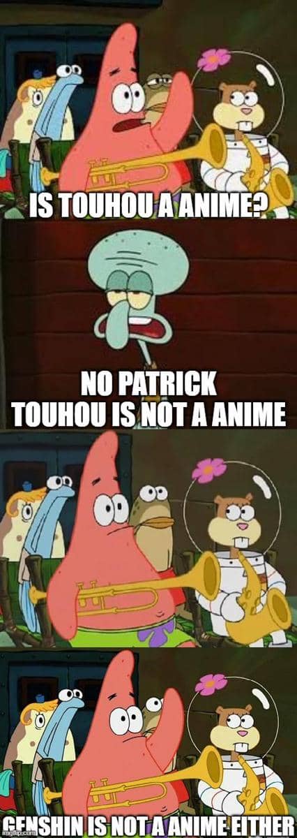 meme anime tentang Squidward