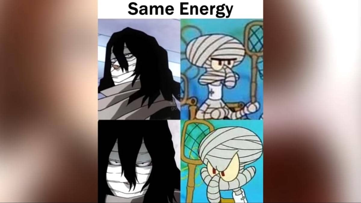 meme anime tentang Squidward