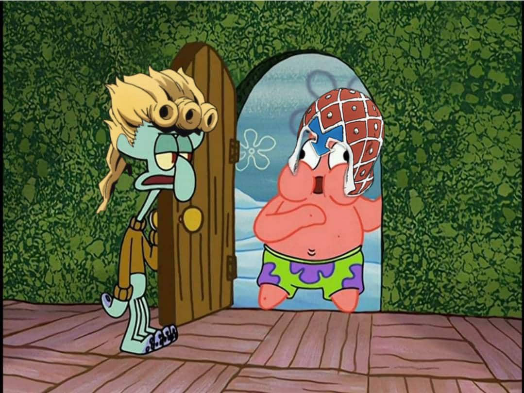 meme anime tentang Squidward