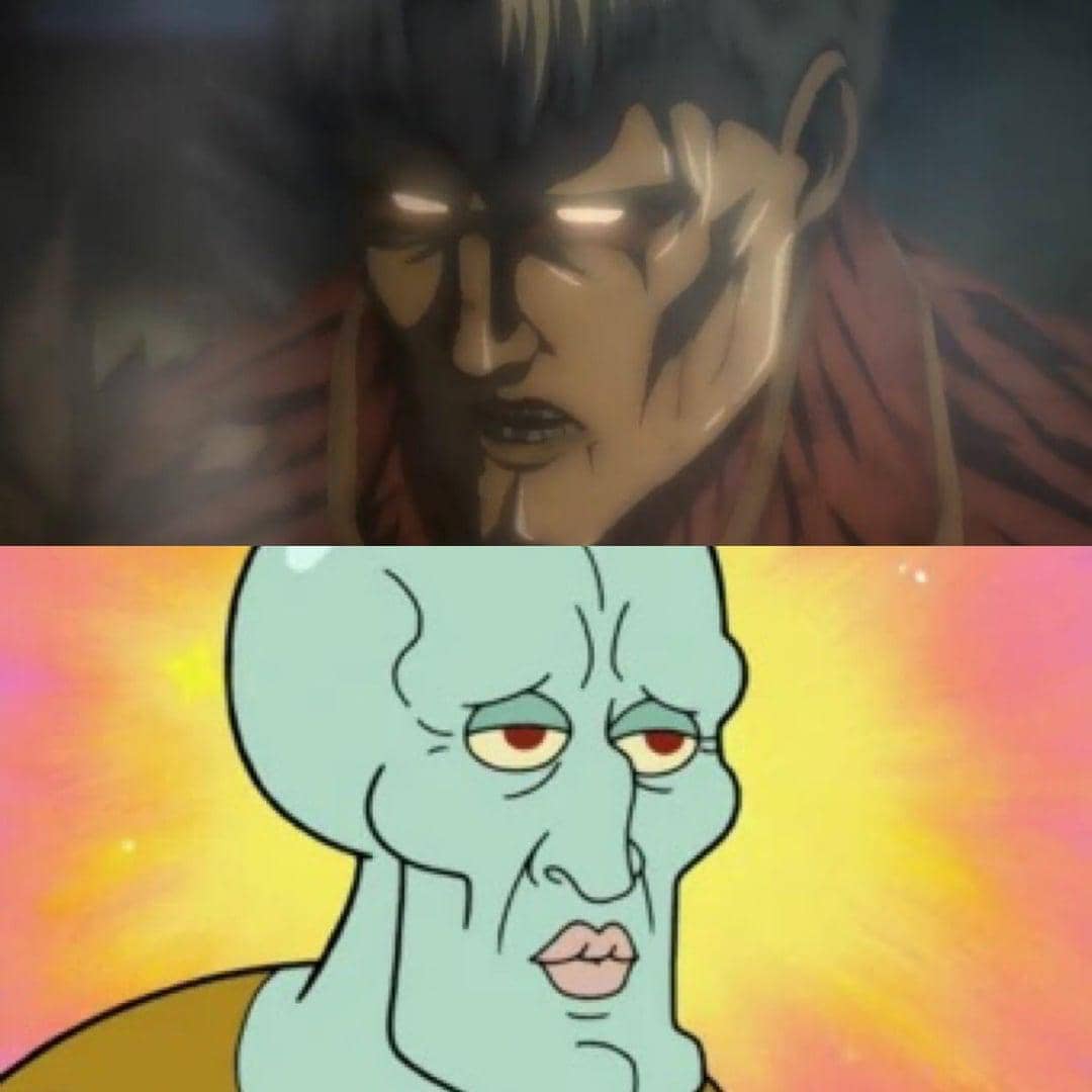 meme anime tentang Squidward