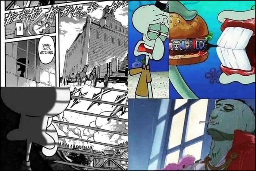 8 Meme Anime tentang Squidward, Masuk ke Dunia AoT?