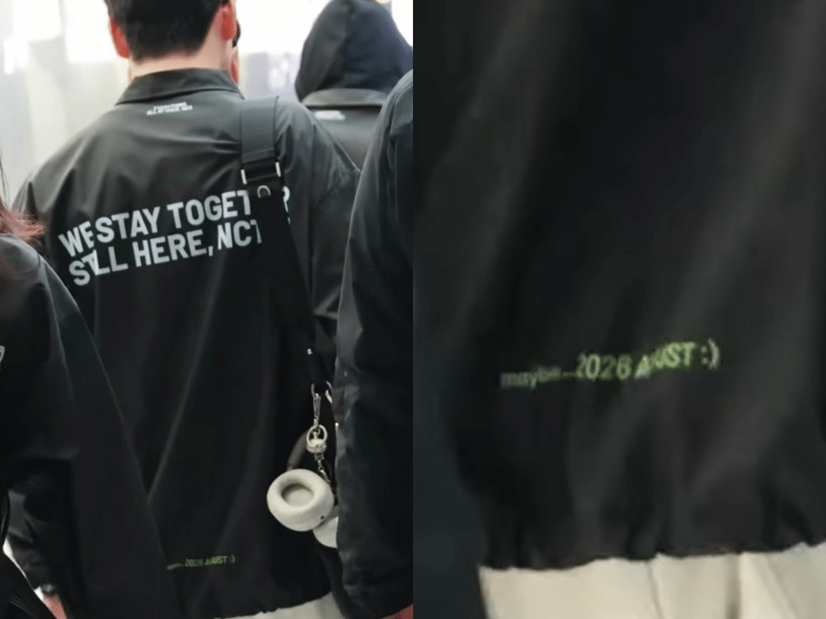 tulisan di jaket anggota NCT 127 saat berangkat ke Bali 