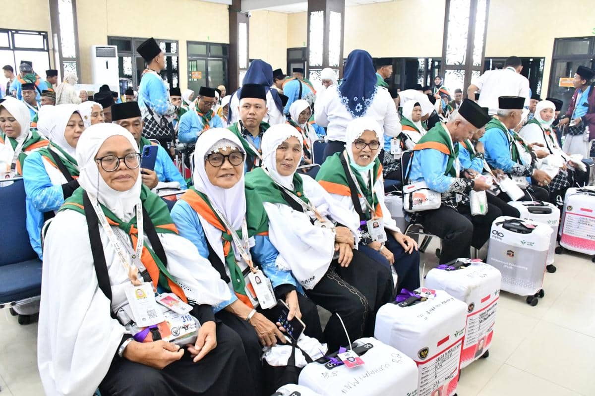 Jemaah haji Embarkasi Palembang keberangkatan gelombang kedua tiba di Asrama Haji (Dok. Kemenhaj Sumsel)