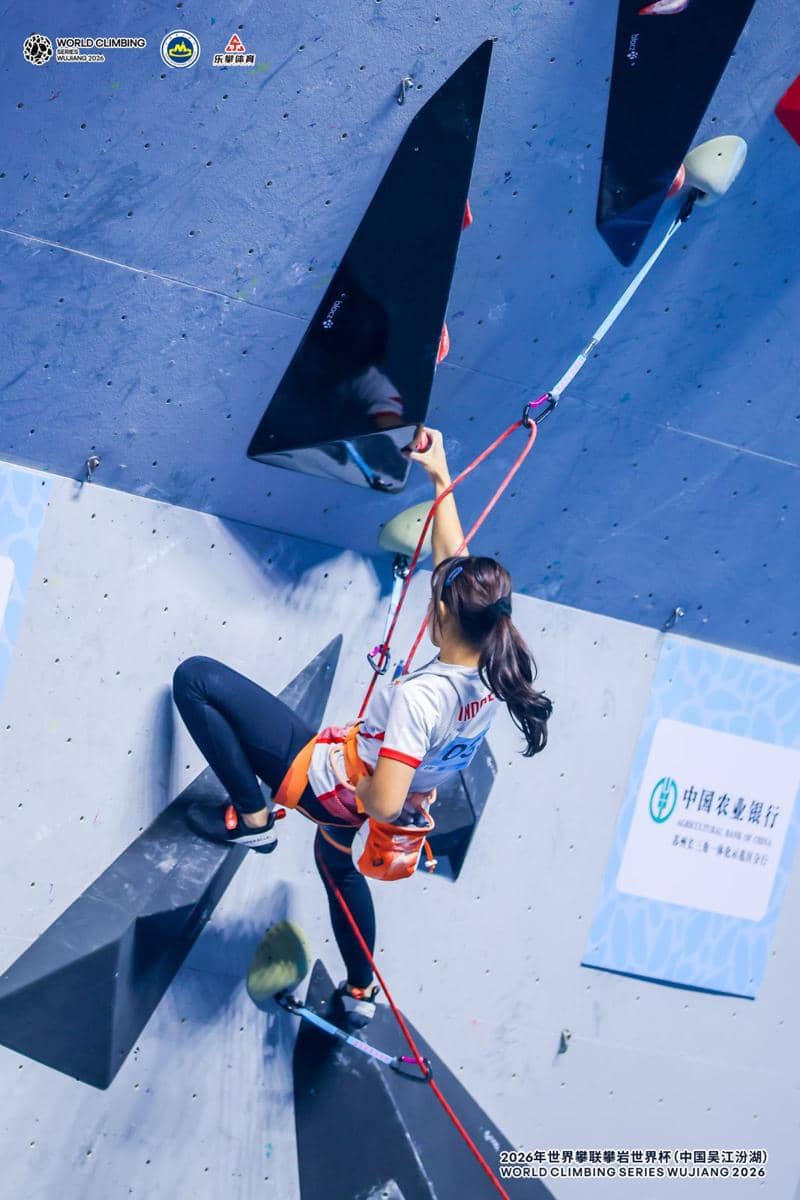 Alma Ariella Tsany di babak kualifikasi Lead Putri di World Climbing series Wujiang 2026. 