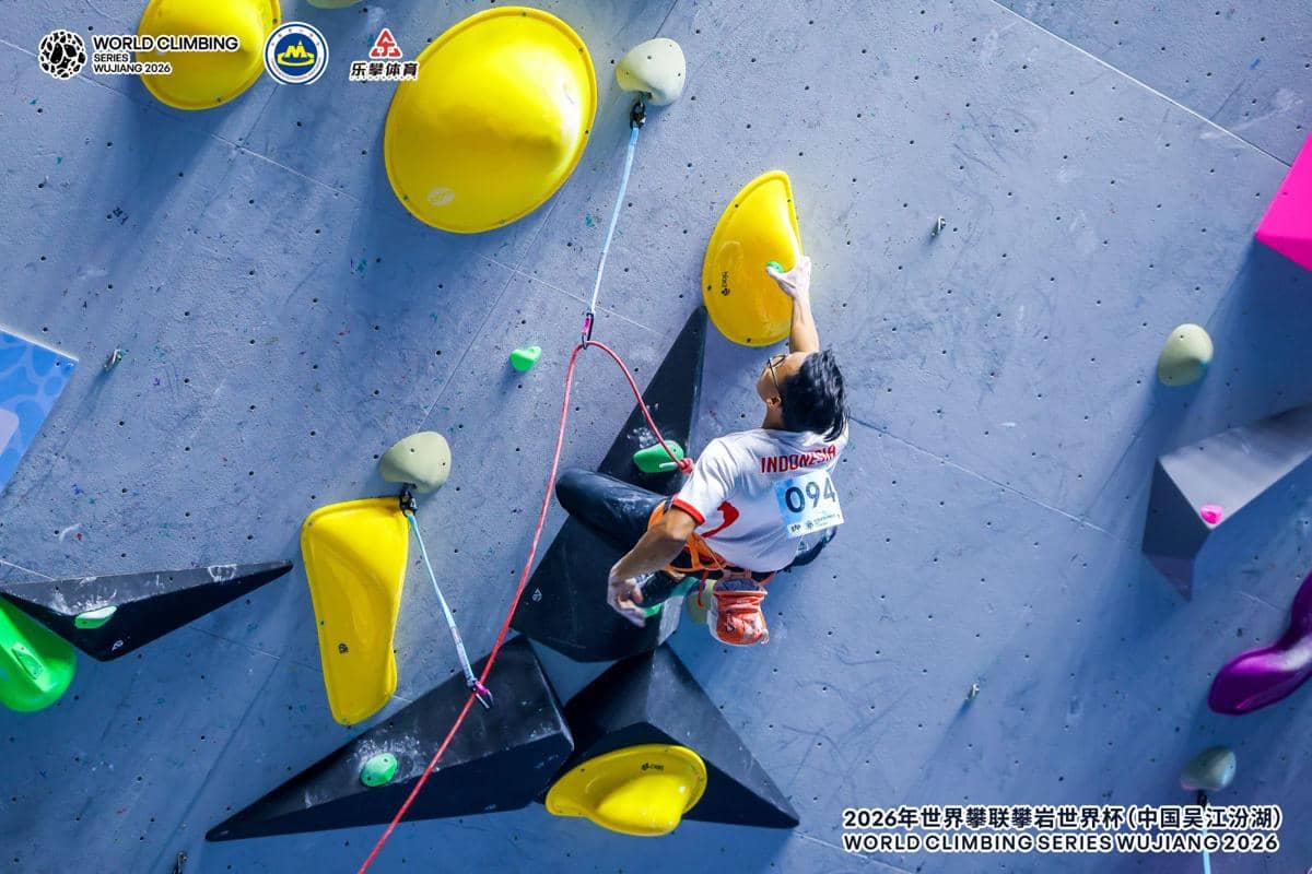 Raviandi Ramadhan di babak kualifikasi Lead Putri di World Climbing series Wujiang 2026.