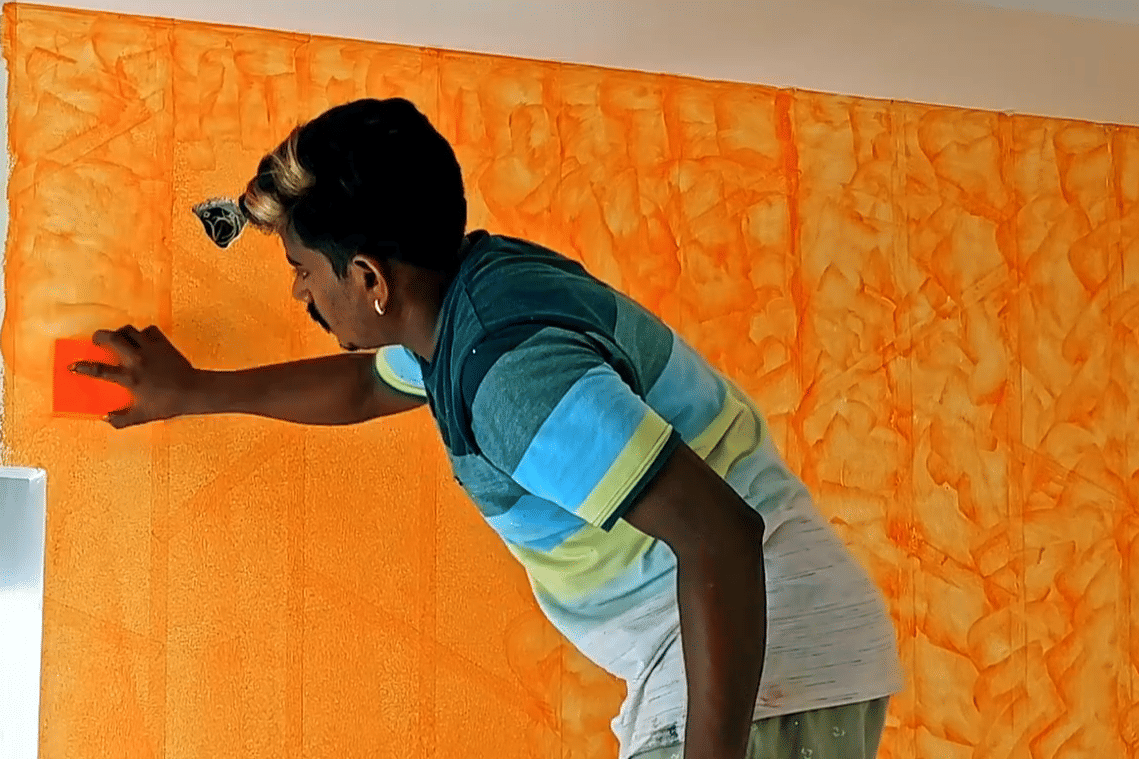 ilustrasi DIY wall art dari spons cuci piring 