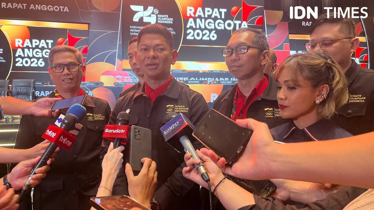 Ketua Umum KOI, Raja Sapta Oktohari usai penutupan Rapat Anggota 2026 (IDN Times/Margith Damanik)