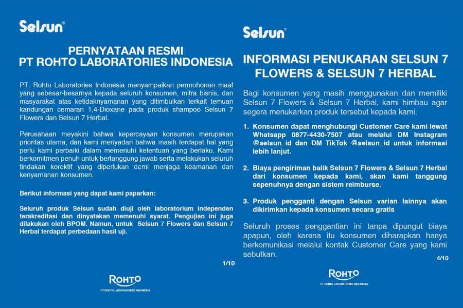 klarifikasi Selsun (instagram.com/selsun_id)