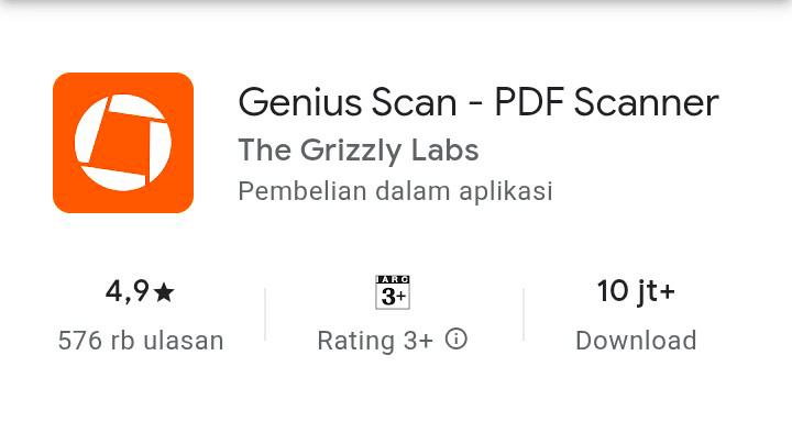 tangkapan layar aplikasi genius scan