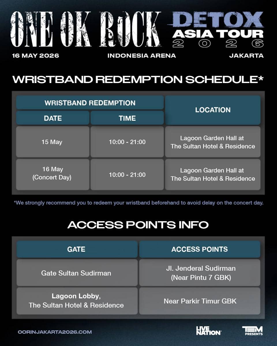 jadwal penukaran tiket On Ok Rock Jakarta 2026