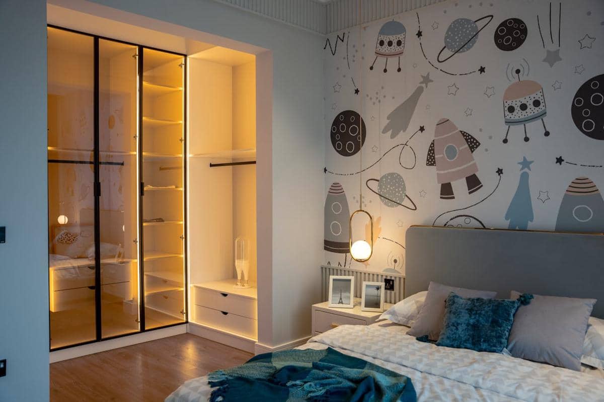 Ilustrasi kamar tidur anak dengan storage