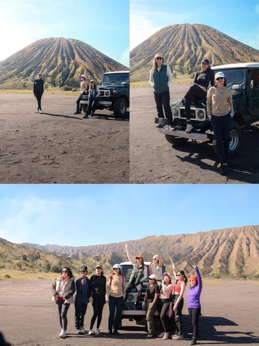 Luna Maya naik jeep berkeliling savana di Gunung Bromo