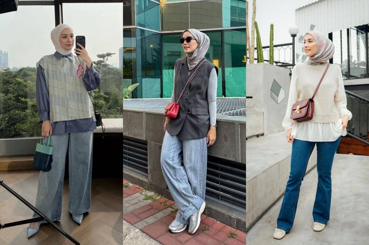 7 Ide Padu Padan Vest Kekinian ala Mega Iskanti, Casual Chic!