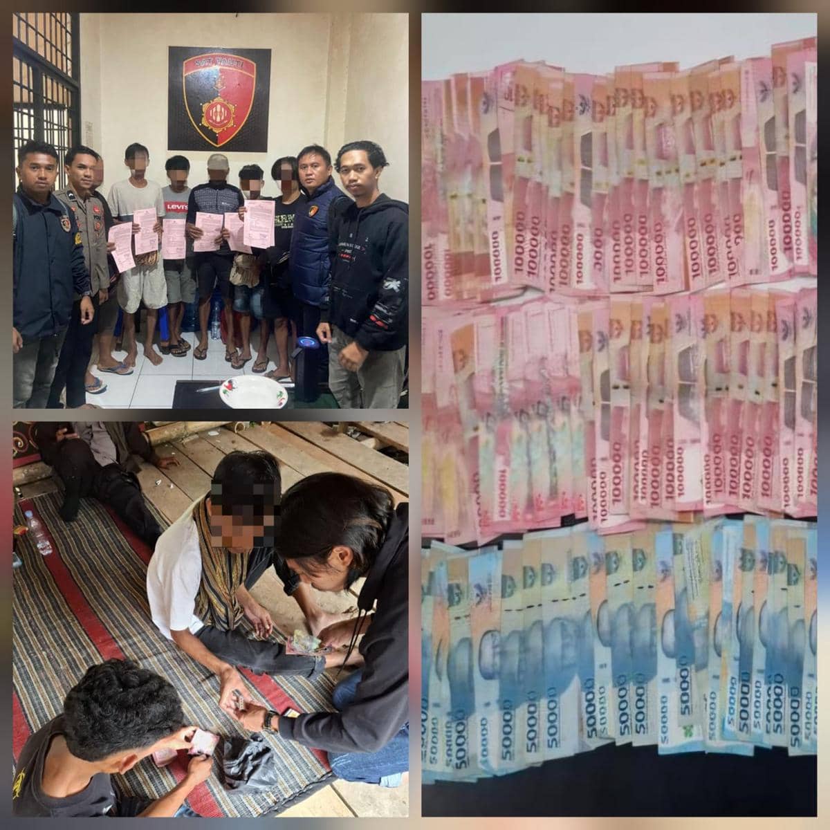 Tim Resmob Satreskrim Polres Toraja Utara menangkap enam pria yang diduga terlibat praktik perjudian saat arena adu kerbau atau ma’pasilaga 
